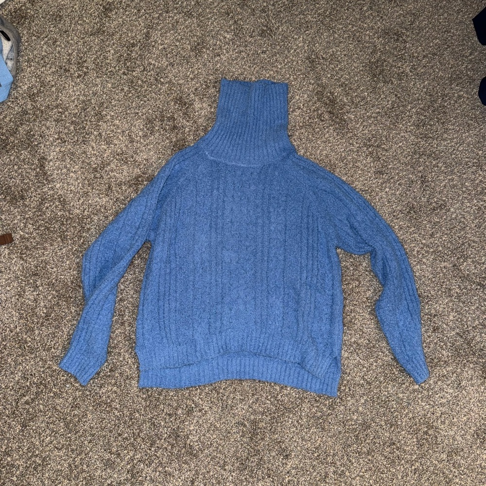 Pink Lily Cozy Blue Turtleneck Sweater